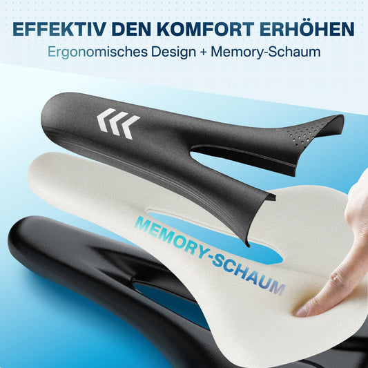 YOUNGDO bike saddle, comfortable & ergonomic design, new model with improved waterproofing, memory foam, breathable and shock-absorbing, for men & women