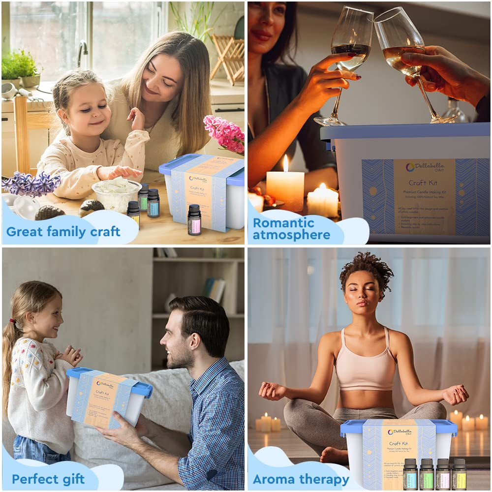 DELLABELLA Candle Making Set - Make Your Own Candles for Kids - Adults - Pouring - DIY - Self - Candle Making Kit