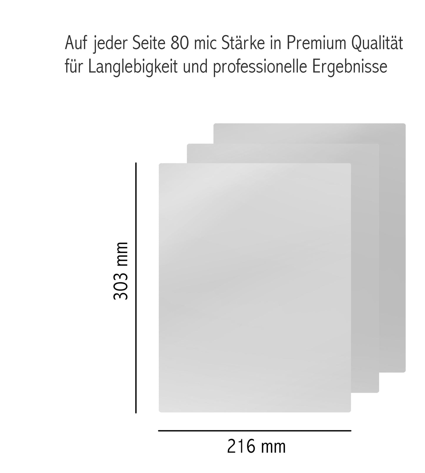 500 pieces of PREMIUM quality hot laminating pouches in the BEST A4 (216 x 303 mm) processing in 2x 80 MIC, NO WATERMARKS - For documents, photos, or cards - Water-resistant, tear-proof in glossy.