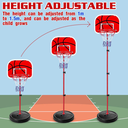 Zeawavsl Kids Basketball Hoop, Mini Basketball Hoop, Adjustable Height for Indoor and Outdoor Use, Includes 2 Basketballs Easy Assembly, Suitable for Kids Aged 3 to 8 Years