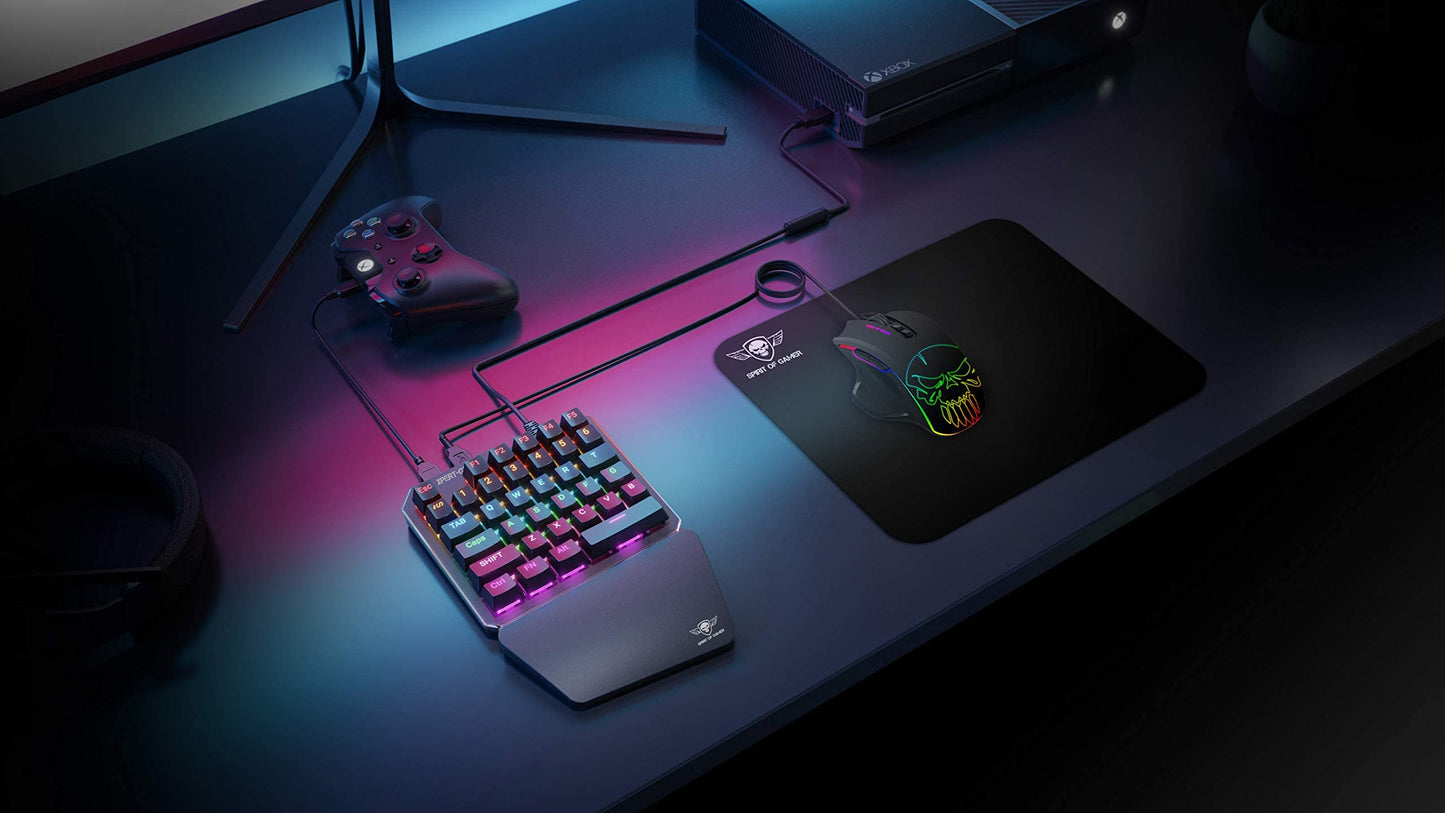 Spirit of Gamer - Xpert G700 - Adapter combined RGB - keyboard and mouse set for PS4, XBOX ONE, PC - mechanical keyboard with one hand - mouse 7 buttons 3200 DPI