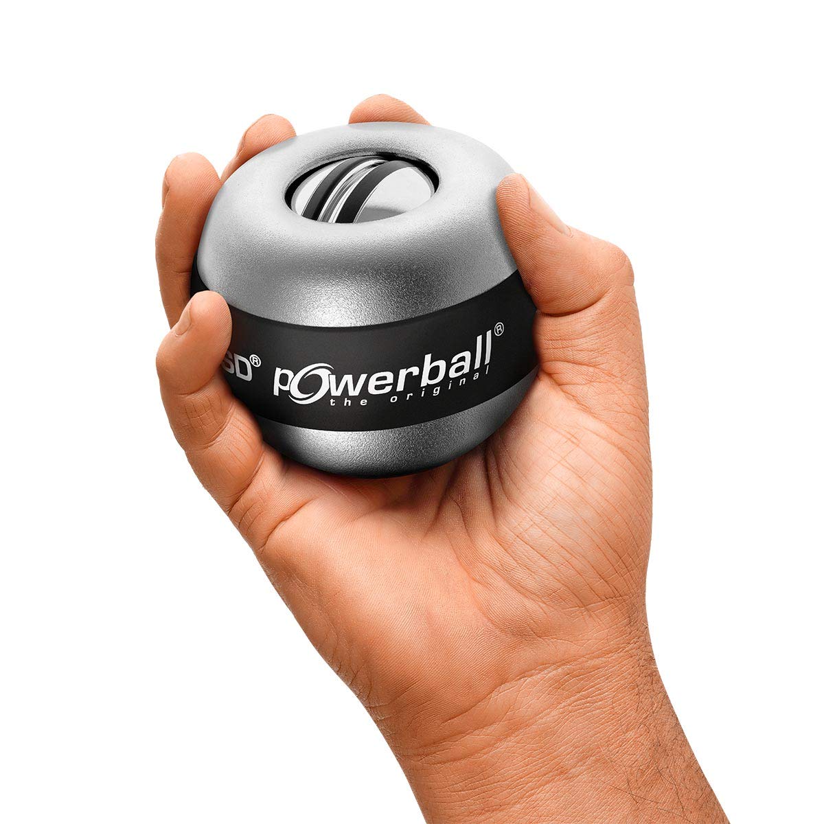 Powerball The Big Titan Autostart, gyroscope hand trainer for big hands including winding mechanism and tachometer, aluminum-silver, the original from Kernpower.