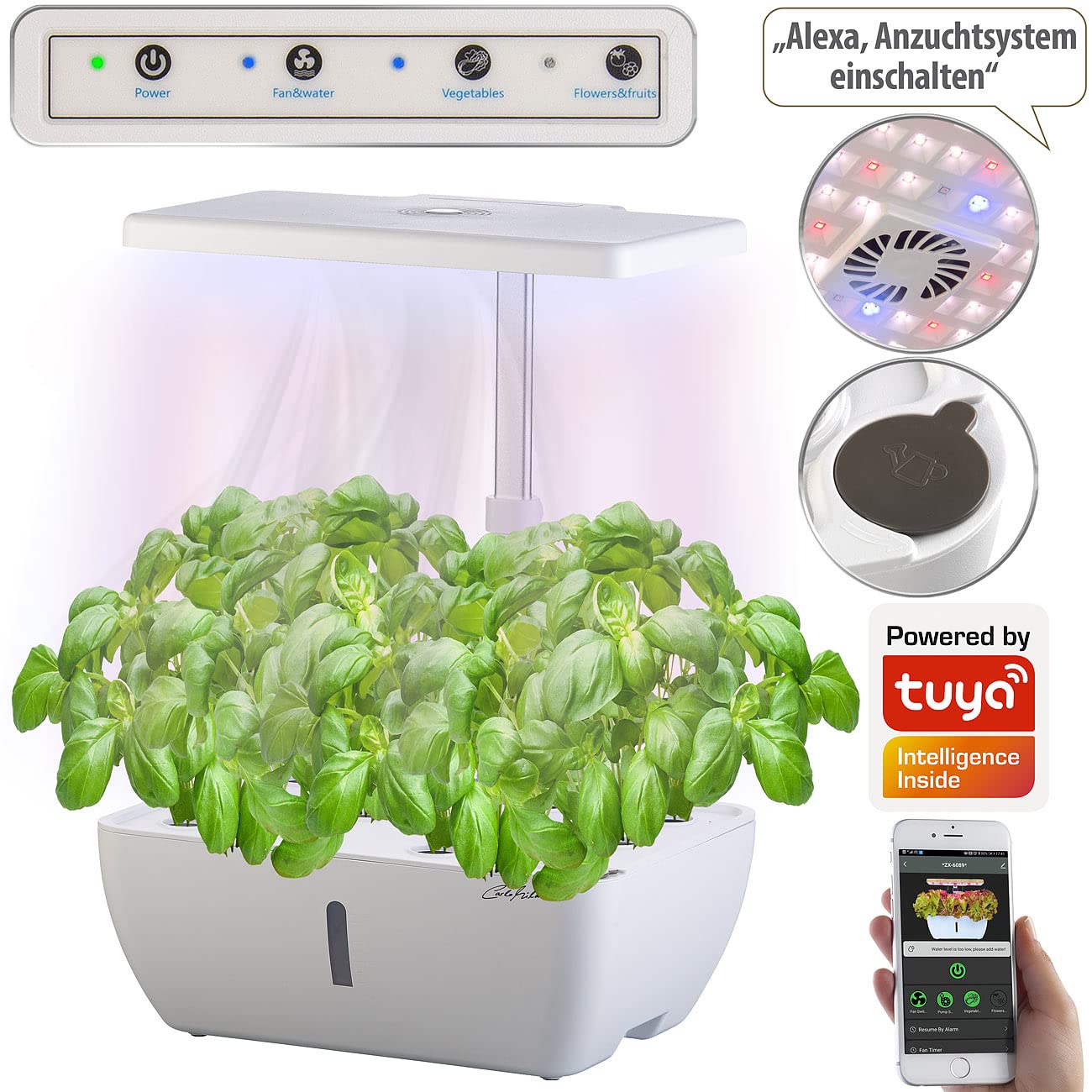 Carlo Milano Grow Lamp: Smart Wi-Fi propagation system for 12 plants, growth LEDs, app, 7l (Smart Garden, Propagation Box, Indoor Garden hydroponic)