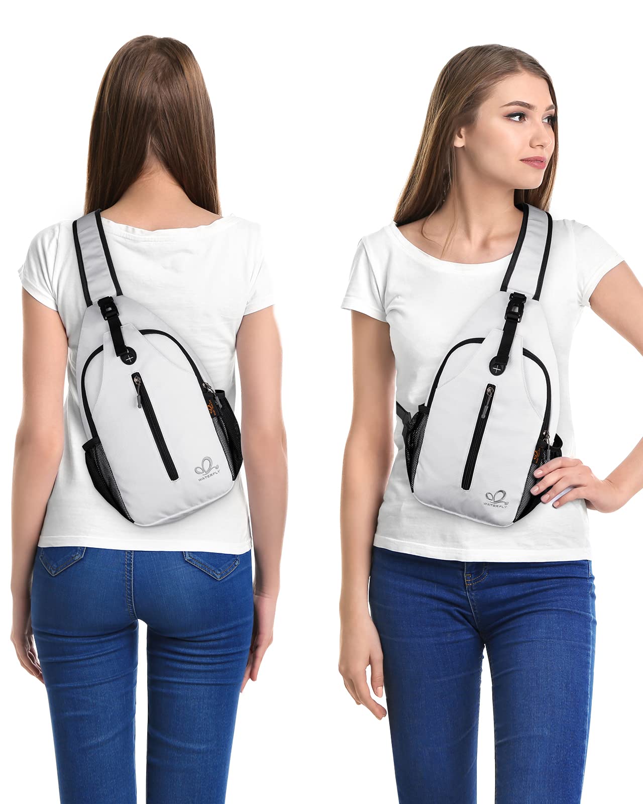 WATERFLY Sling Backpack Shoulder Bag Crossbody Bag Adjustable Strap Hiking Chest Pack for Men and Women