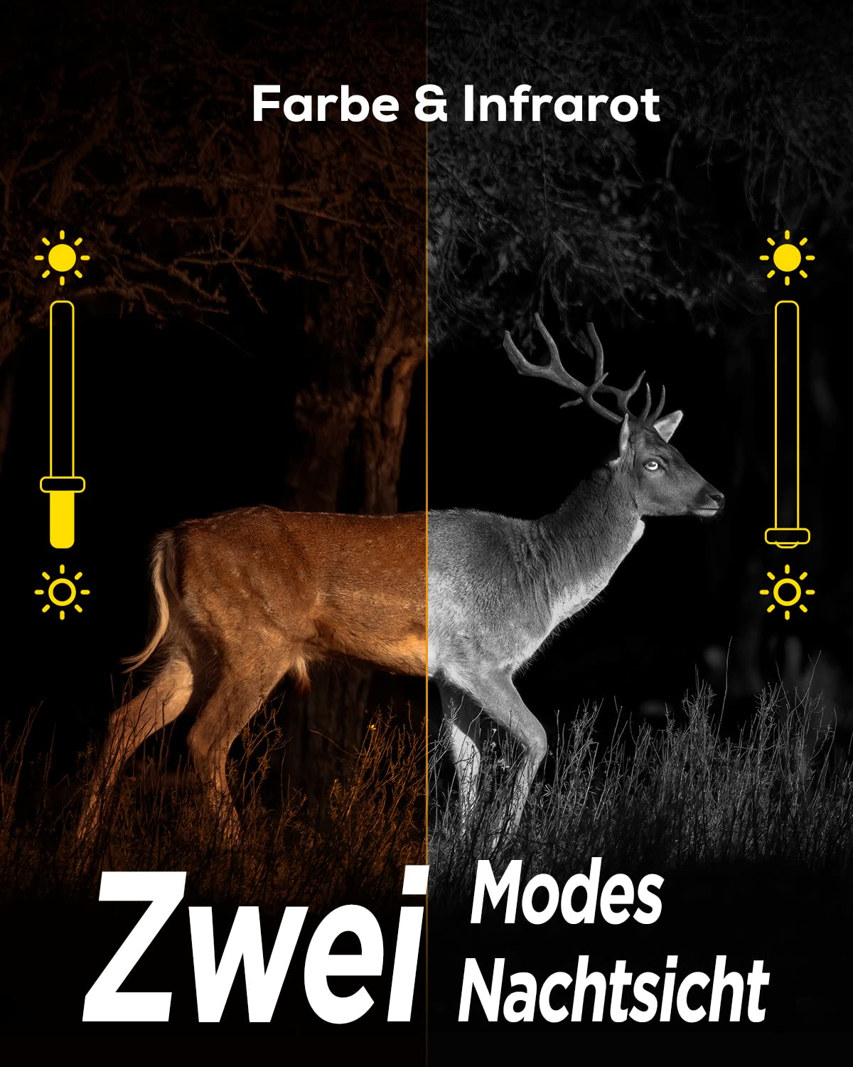 iZEEKER Trail Camera WiFi Dual Lens 4K 30fps 60MP, Wildlife Camera with Starlight Night Vision Motion Sensor, 120° Detection Angle 0.1s Trigger Time, Game Camera with 32GB SD Card and 4 Batteries