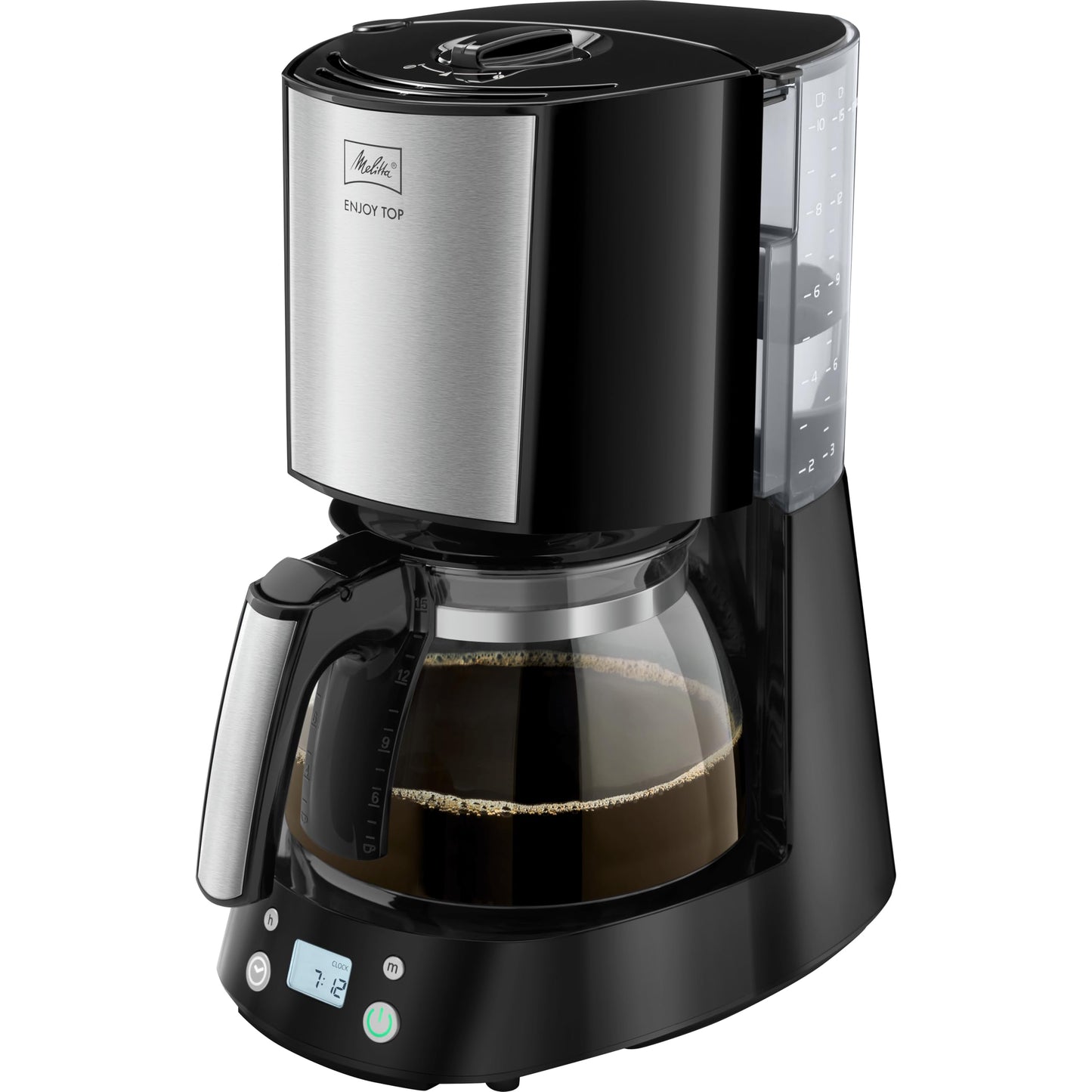 Melitta Enjoy Top Timer - Filter Coffee Machine - with glass carafe - Timer function - Drip stop - 10 cups - Black (1017-11)