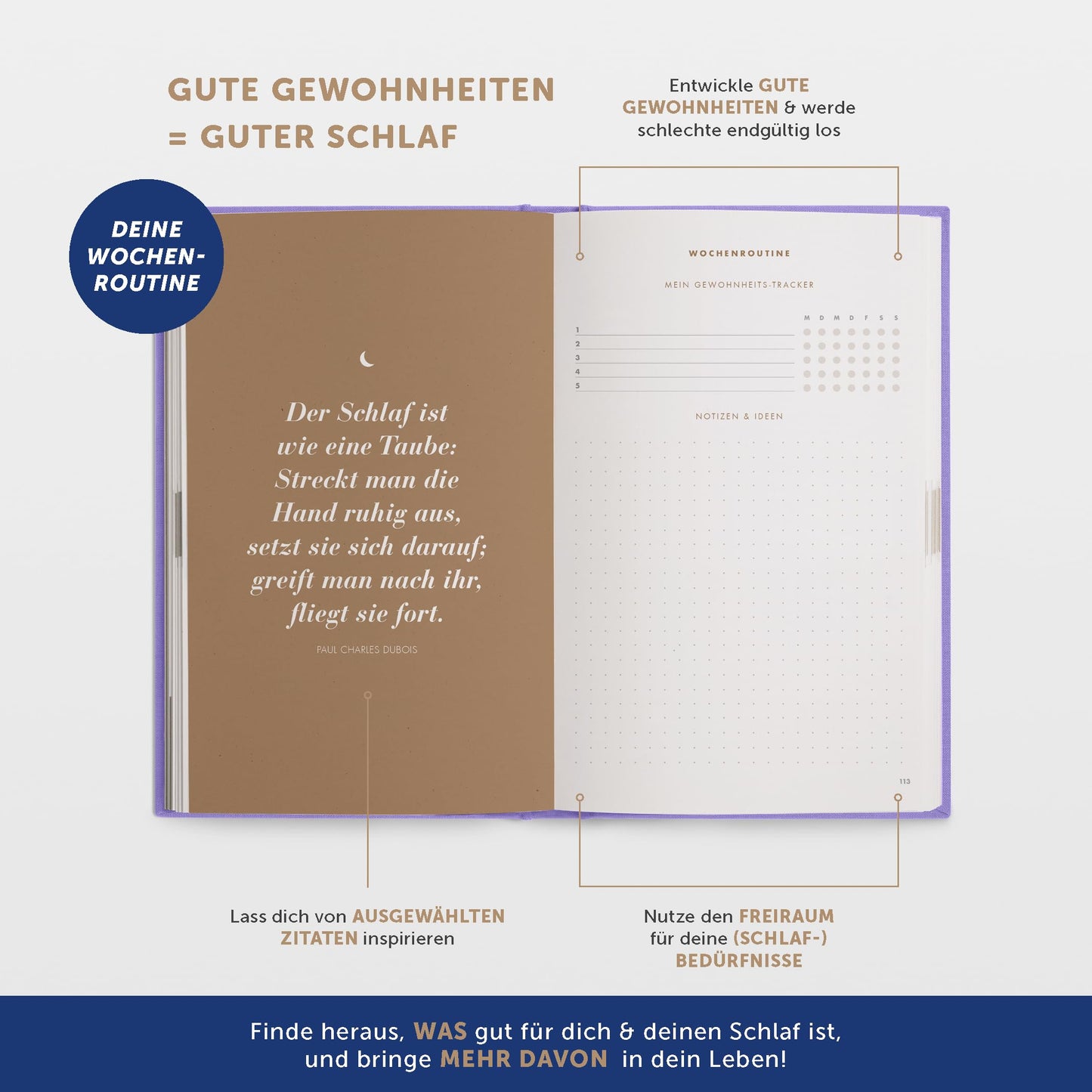 6 Minute Sleep Diary - Finally improve falling asleep and staying asleep journal for adults - The journal book for the sleep of your dreams