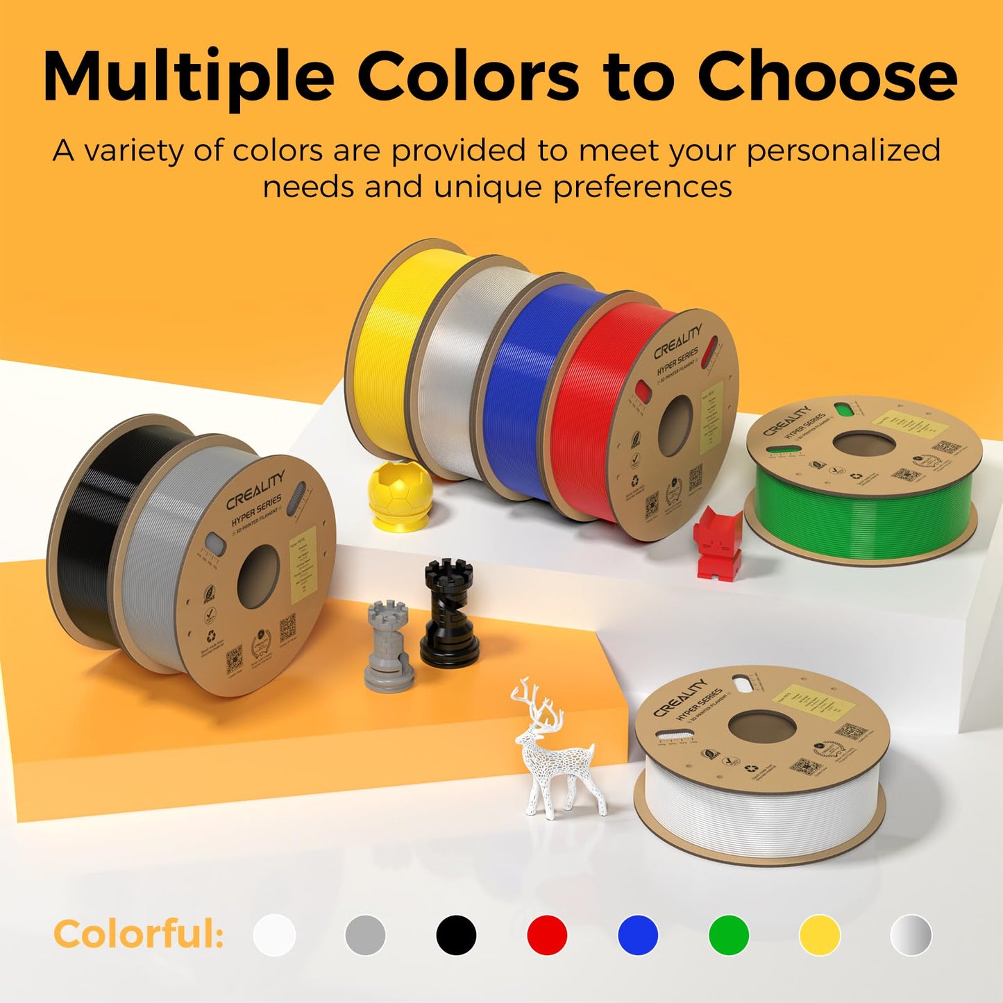Creality Hyper PETG Filament 1.75mm high speed 50-600 mm/s, 3D printer filament accuracy +/- 0.02mm, 1kg spool (2.2 lbs), compatible with most FDM 3D printers - Blue