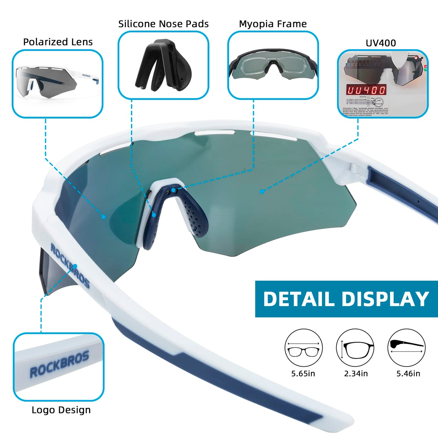 ROCKBROS Polarized Cycling Glasses with 4 Interchangeable Lenses Sunglasses Sports Glasses for Men and Women
