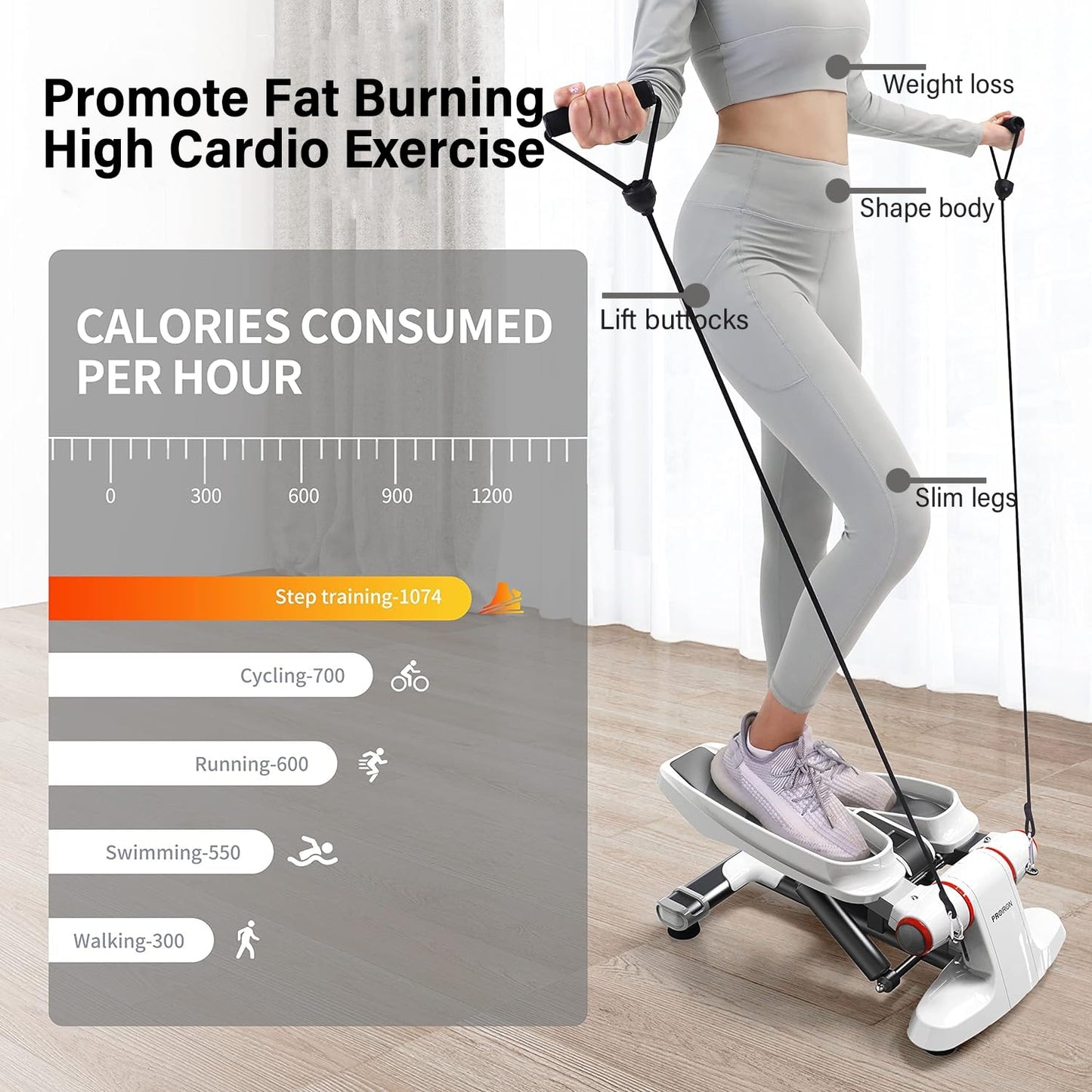PROIRON Stepper for Home, Swing Stepper 120kg with Display for Leg and Butt Training, Mini Stepper Sport Stepper Twister Stepper Cardio - wear-free hydraulic cylinders - noiseless