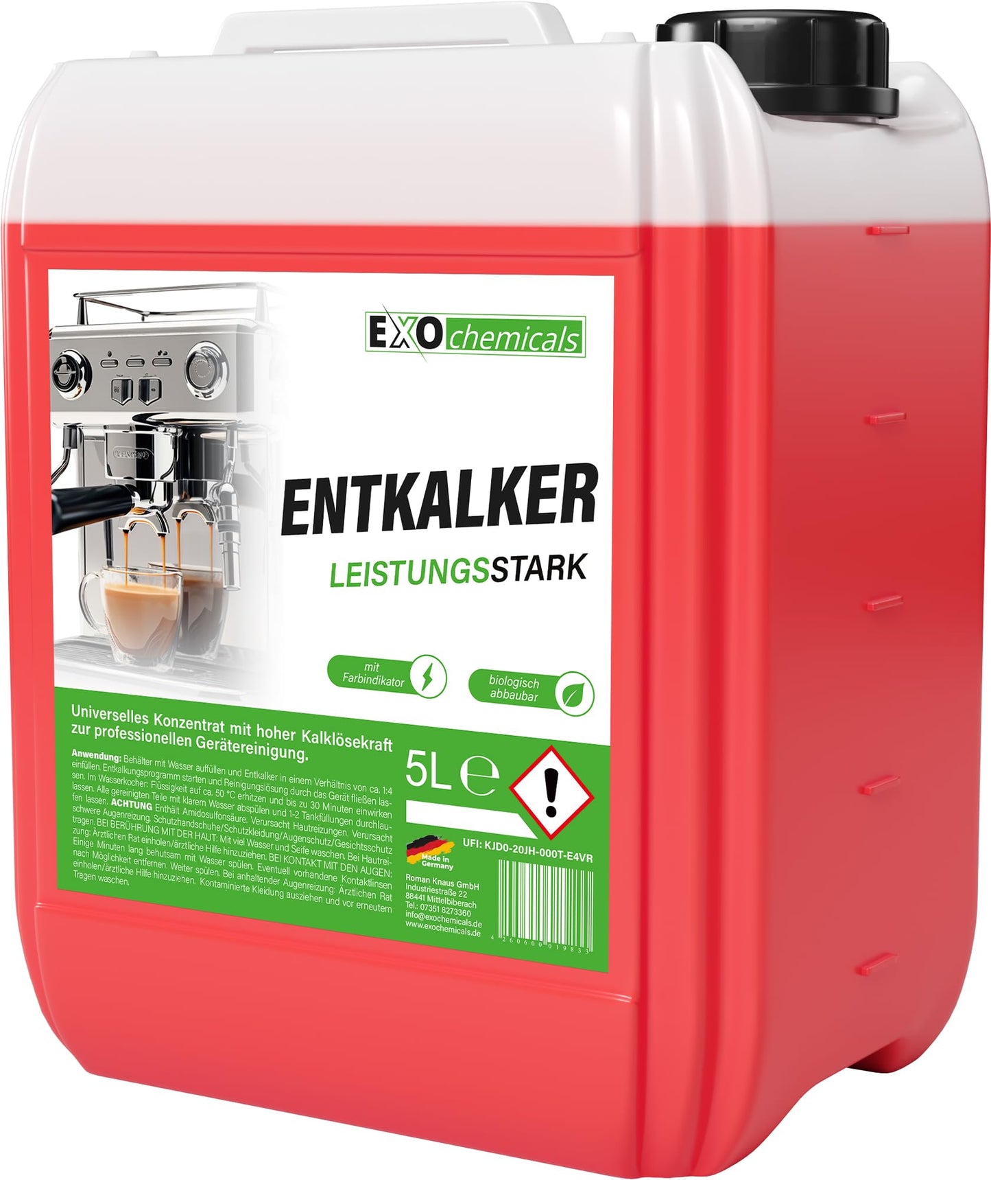 Universal descaler in a 5 liter canister for coffee machines and fully automatic machines | universally applicable for powerful device cleaning | for 40 applications (5 liters)