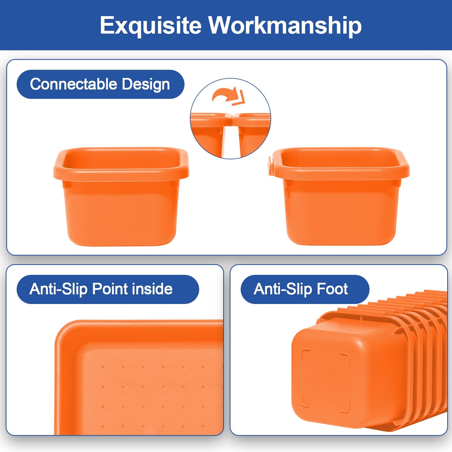 Haobin desk drawer organizer, interlocking, orange