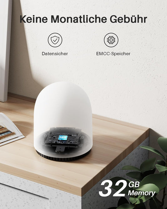 WUUK outdoor wireless surveillance camera with 2K resolution, 240-day battery life, 32GB local storage without subscription, night vision, Homebase support for up to 8 cameras, 2.4/5GHz WiFi, compatible with Alexa & Google.