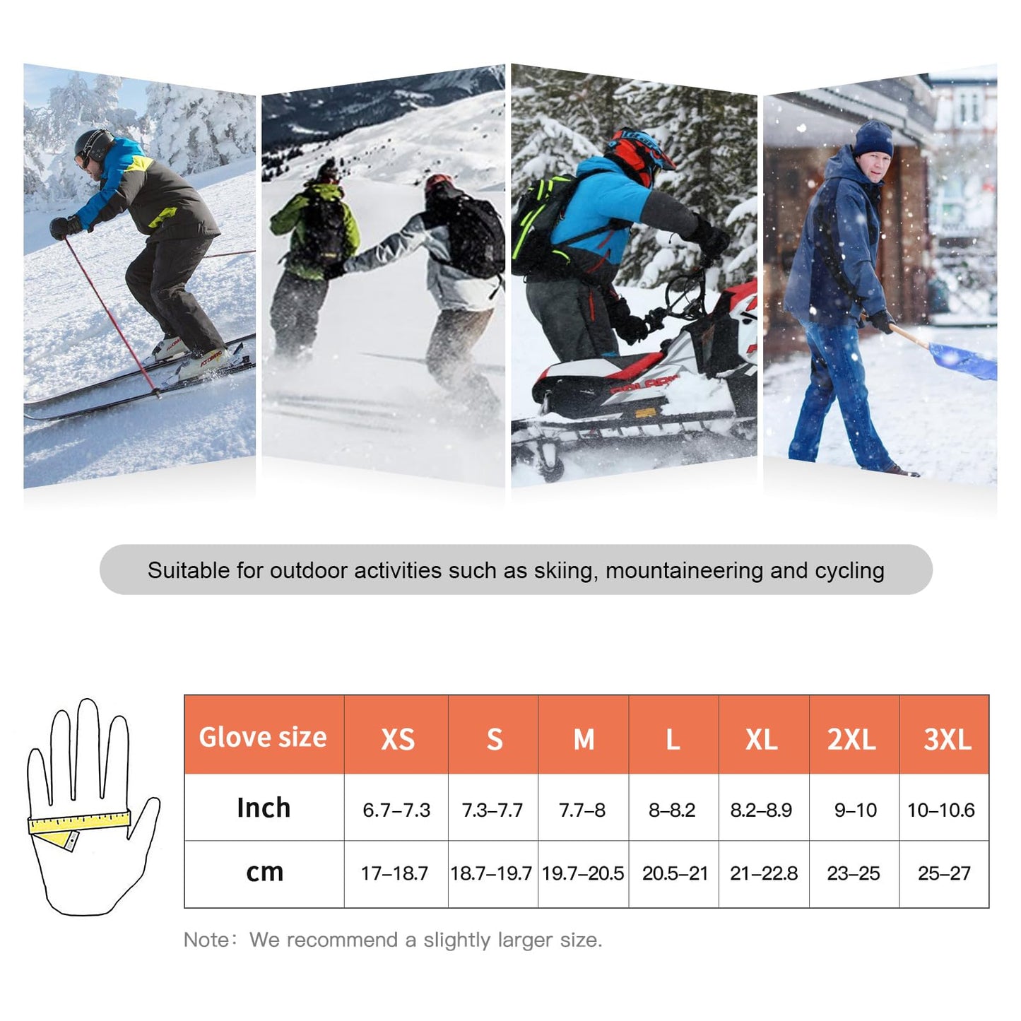 Heated gloves - Electric winter gloves for men & women, waterproof with touchscreen, rechargeable, motorcycle, ski, hunting & outdoor gloves.