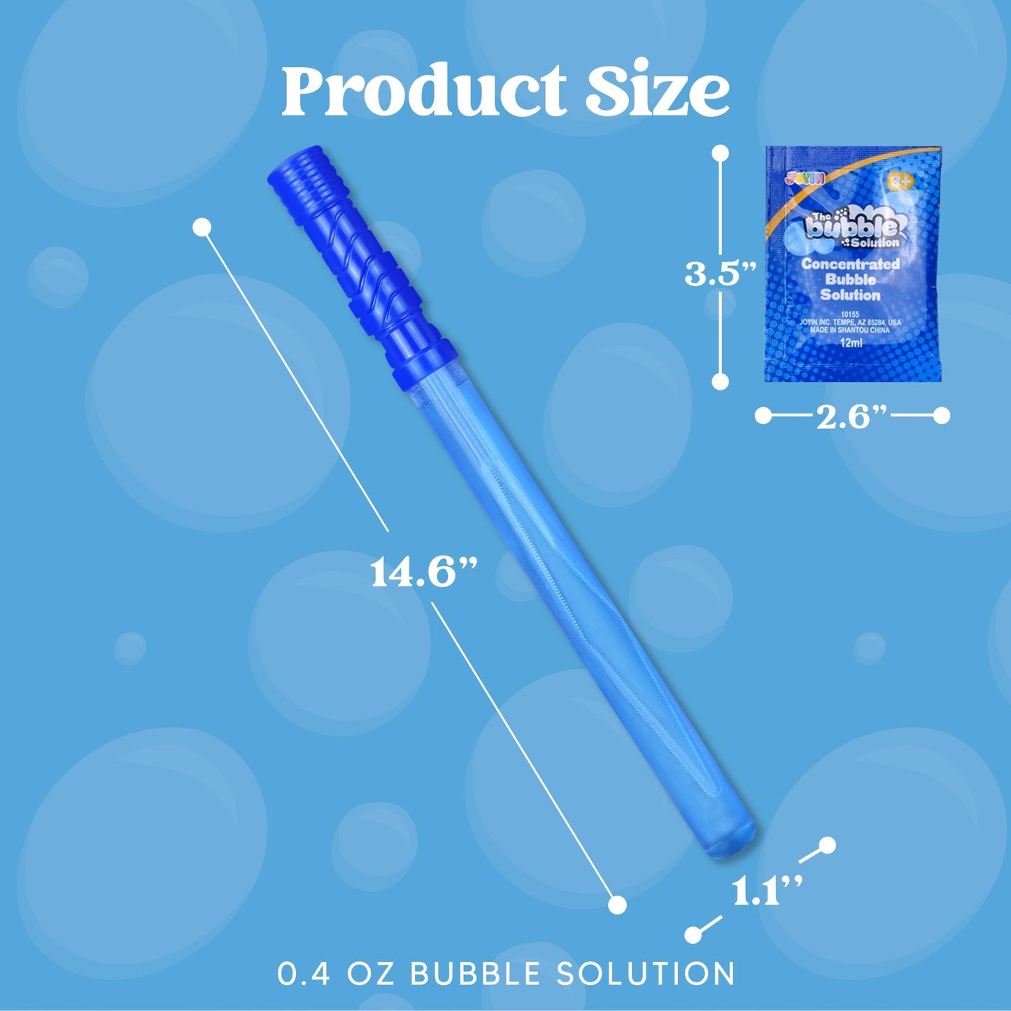 JOYIN 12 pieces 4oz(118ml) Bubble Wand, Bubble Set for Kids with 12 bags 12ml Bubble Solution, Bubble Sword for Wedding Birthday Party Baptism Valentine's Day, Summer Toy