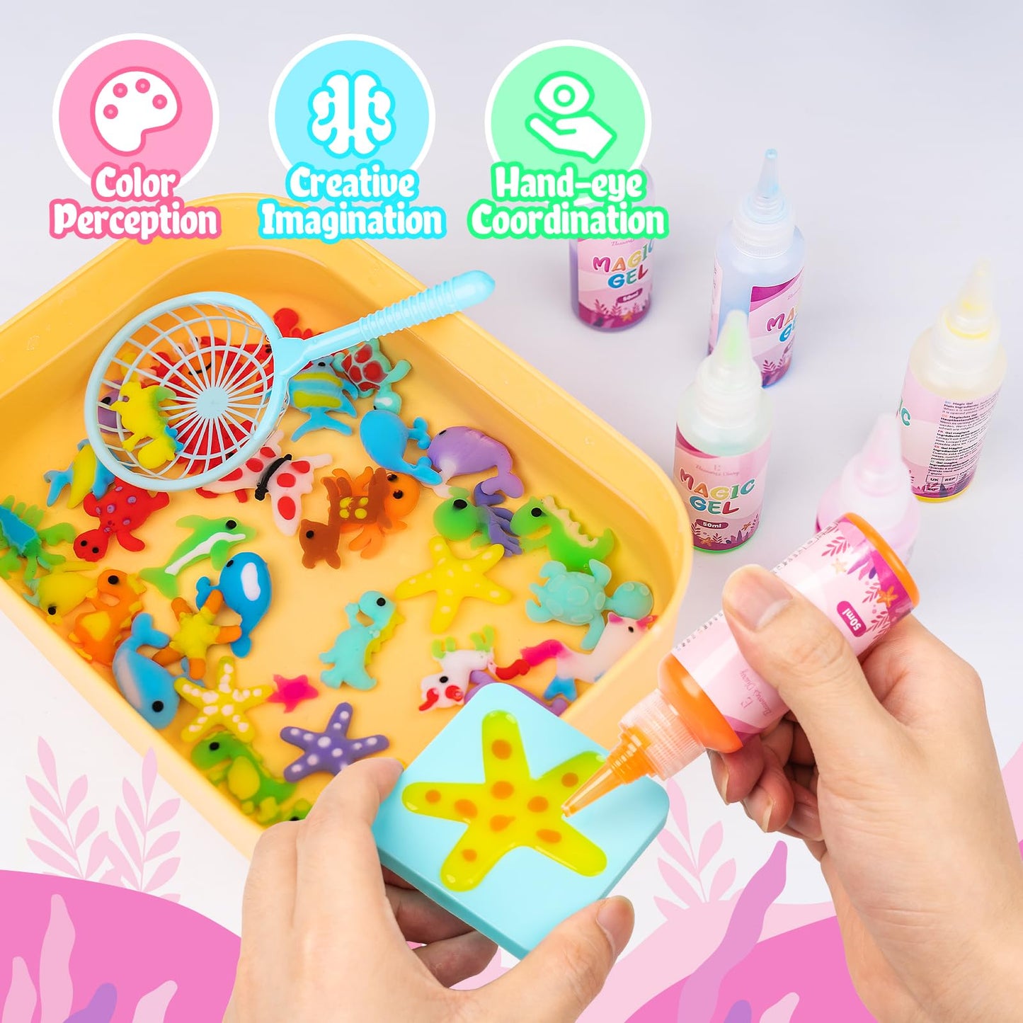 Eleanore's Diary Water Elf Kit, Magical Water Gel Toy, Creative magical elf water toy with 12 magic gel and 12 molds, Water painting sets for children 5 6 7 8 9 years old