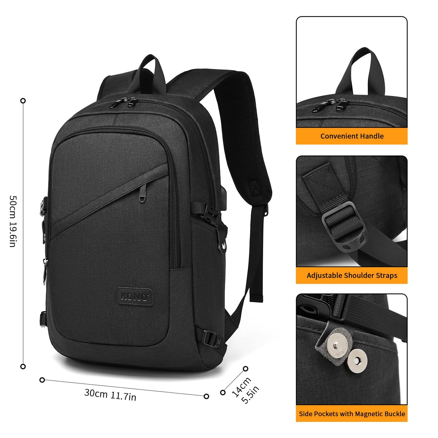 KONO laptop backpack anti-theft travel business work computer