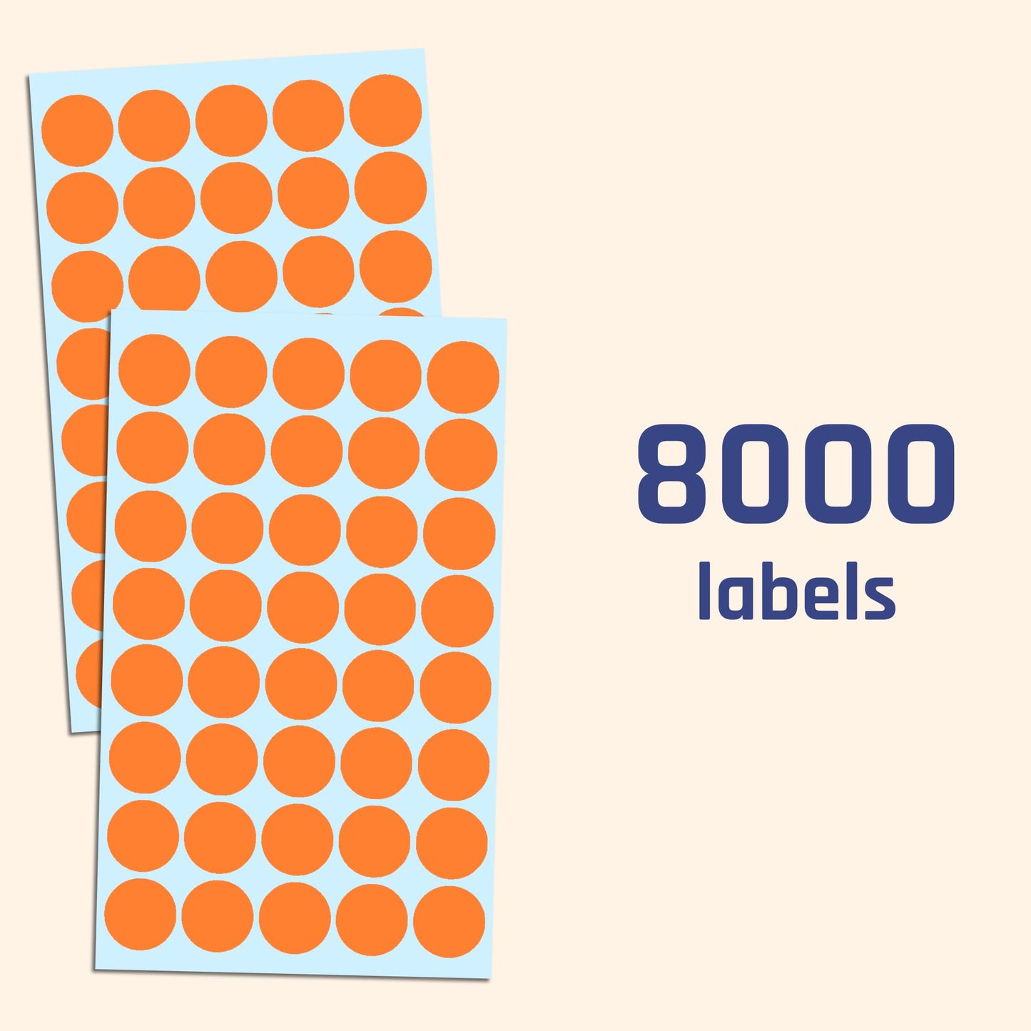 8000 pieces, 20mm adhesive dots stickers labels marking points self-adhesive - Orange