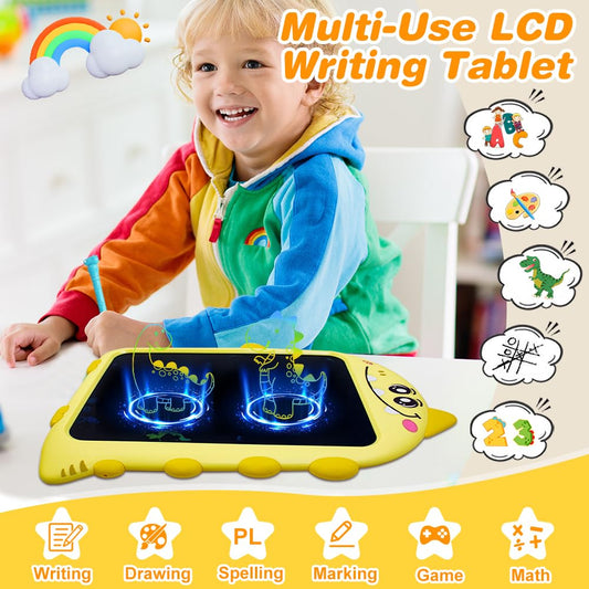 surekuo LCD writing tablet toy for kids aged 3 4 5 6 7 years old boys girls, recording & dino sound function, Type-C, dinosaur writing pad Christmas small gifts for children