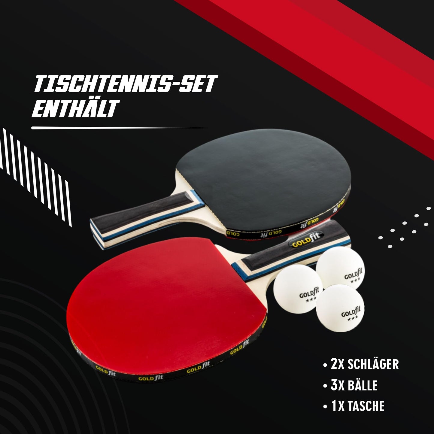 Table tennis racket set 2-pack, Ping Pong for beginners and pros, Outdoor table tennis set with 2 rackets + 3 balls, Table tennis paddles for leisure and competition, with protective cover.