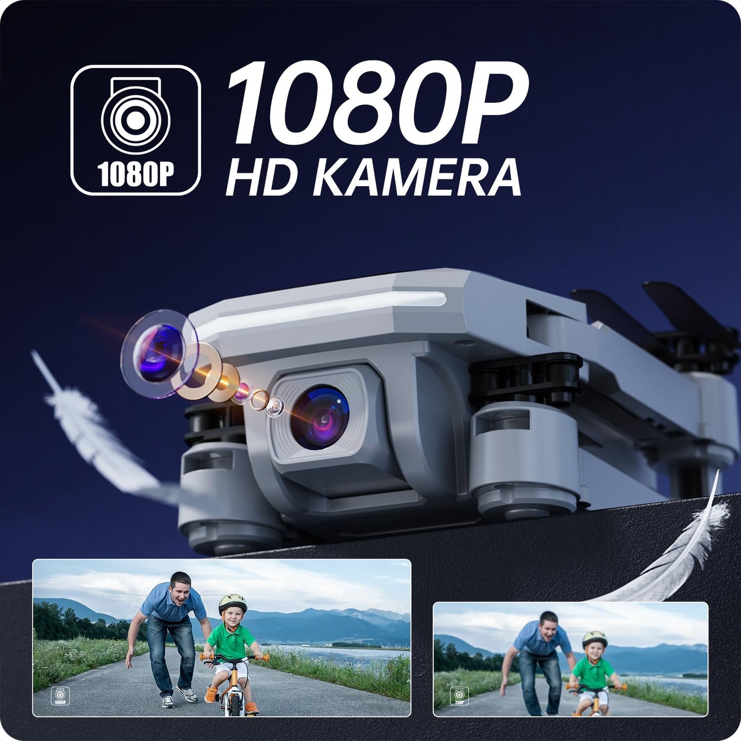 Holy Stone RC drone with 1080P camera for beginners, mini foldable quadcopter with FPV transmission, 3 batteries for long flight time, throw and go, tap-fly, gesture control. Great drone gift for kids, boys, and girls.