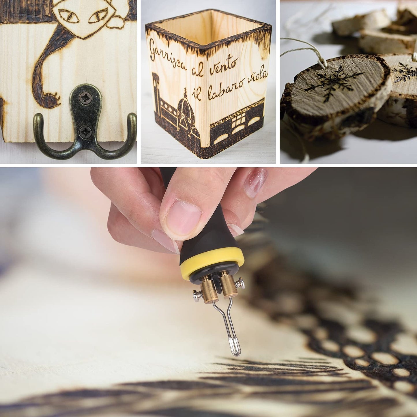Aomdom Pyrography Machine 60W Wood Burning Machine Kit with 0-850℃ Adjustable Temperature Control Branding Iron Set for Wood Leather Pumpkin