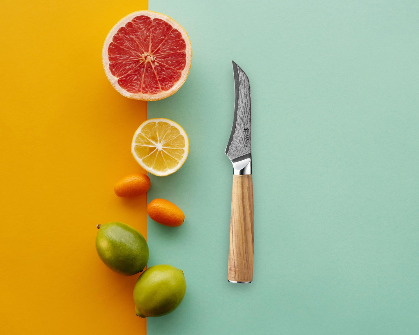 Wakoli Oribu peeling knife 8.5 cm kitchen knife made of 67 layers of real Damascus steel, AUS-10 core, 60±2 HRC, olive wood handle, professional chef's knife, vegetable & fruit knife, small Damascus knife, gift packaging