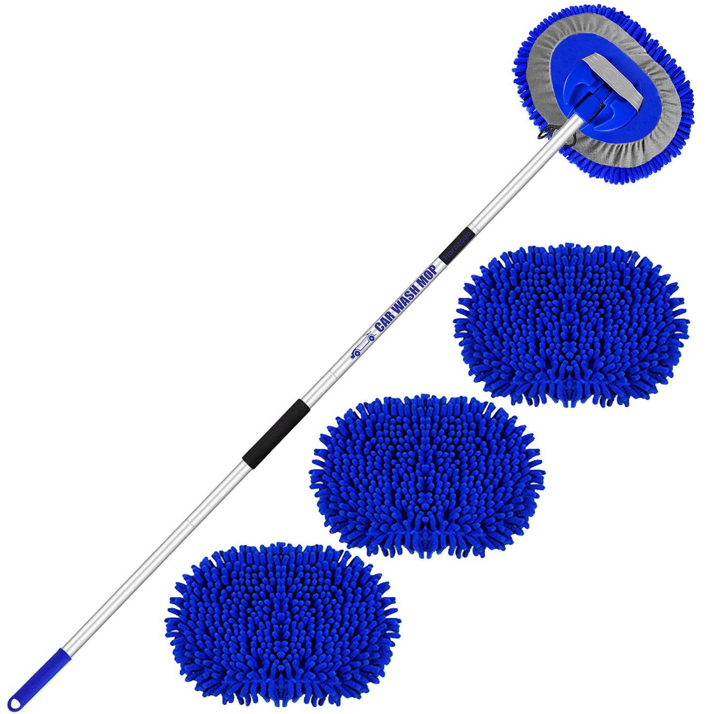 160cm 63'' Car Wash Brush with Telescopic Handle RV Car Wash Brush Cleaning Set Microfiber Towels Car Cleaning Brush Set for Truck Trailer Vehicle 2 In 1 Anti-Scratch Telescopic Brush Mop Replacement