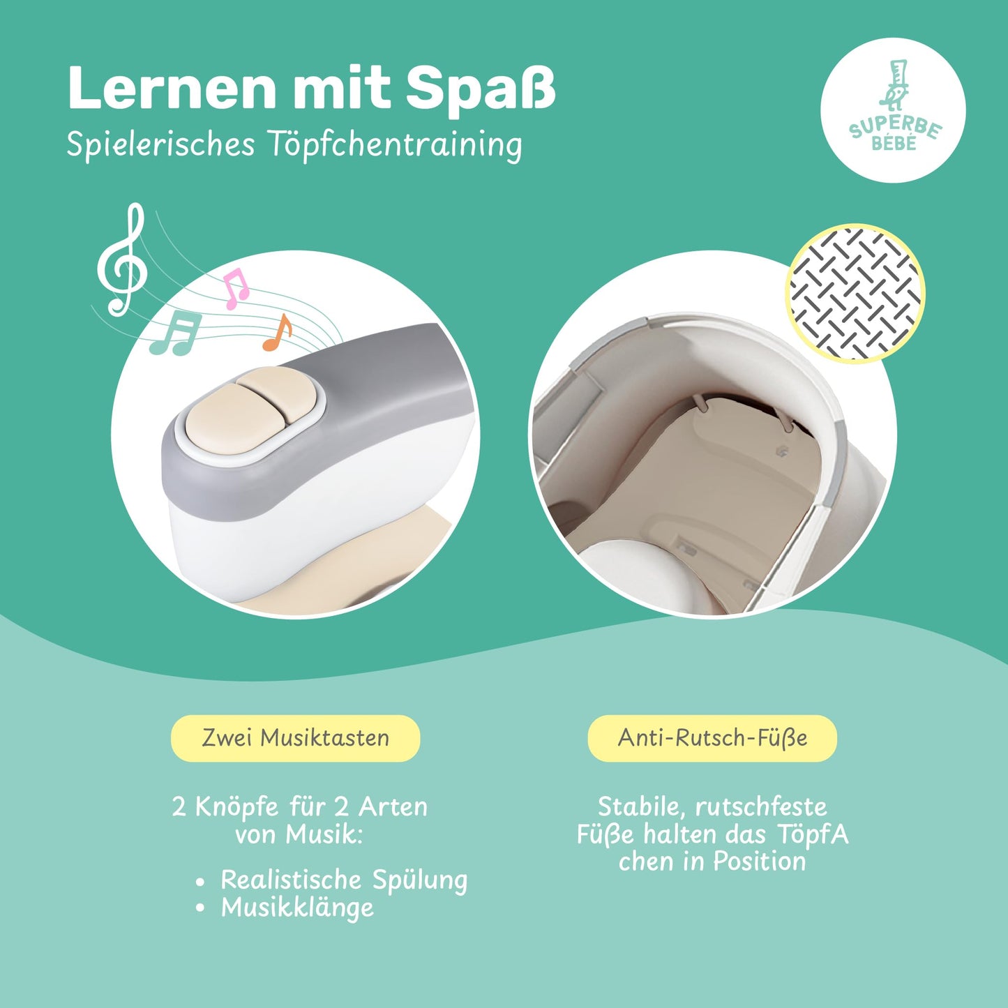 Baby potty - Children's toilet seat - Kids potty with music & flushing sound for potty training - Baby & toddler toilet - Easy to empty with removable pot - Potty training toilet