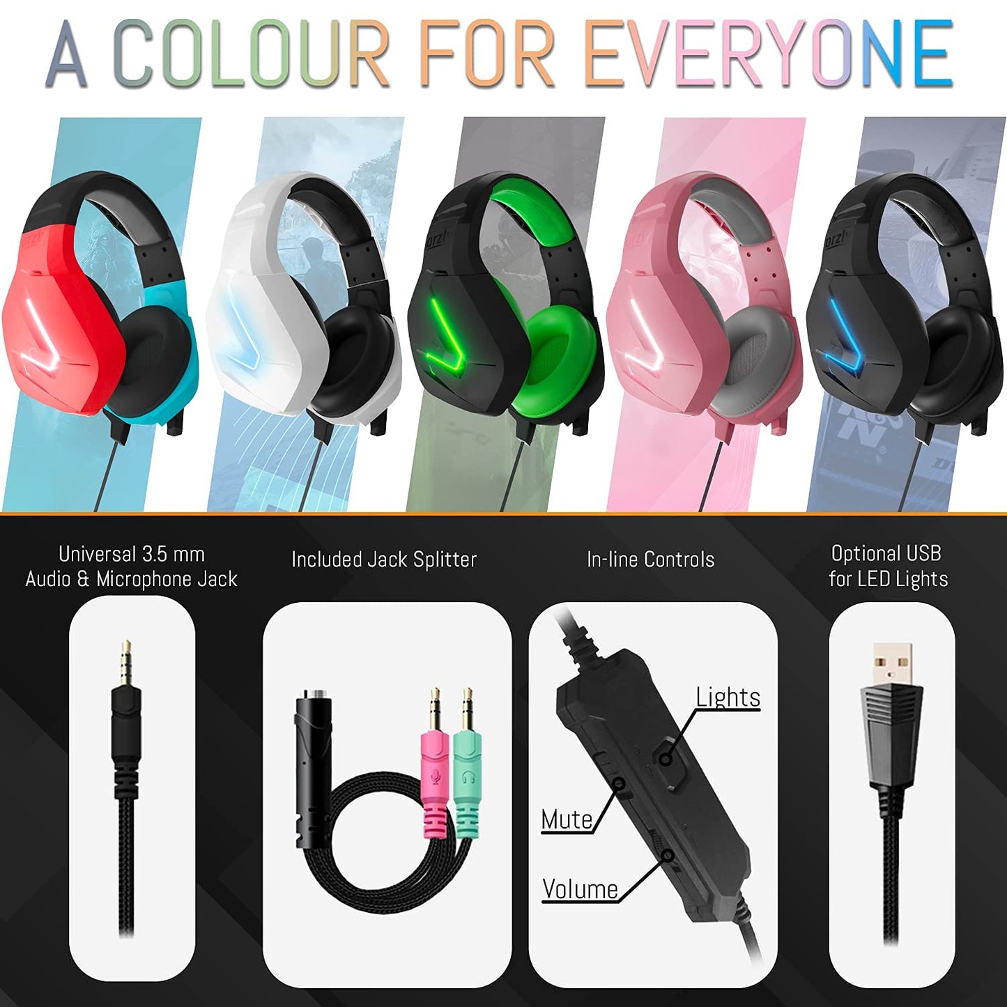 Gaming headset for PC PS5, PlayStation PS4, Xbox Series X | S, Xbox ONE, Nintendo Switch, laptop & Google Stadia. Stereo sound with noise-cancelling microphone - Hornet RXH-20 Tanami edition.