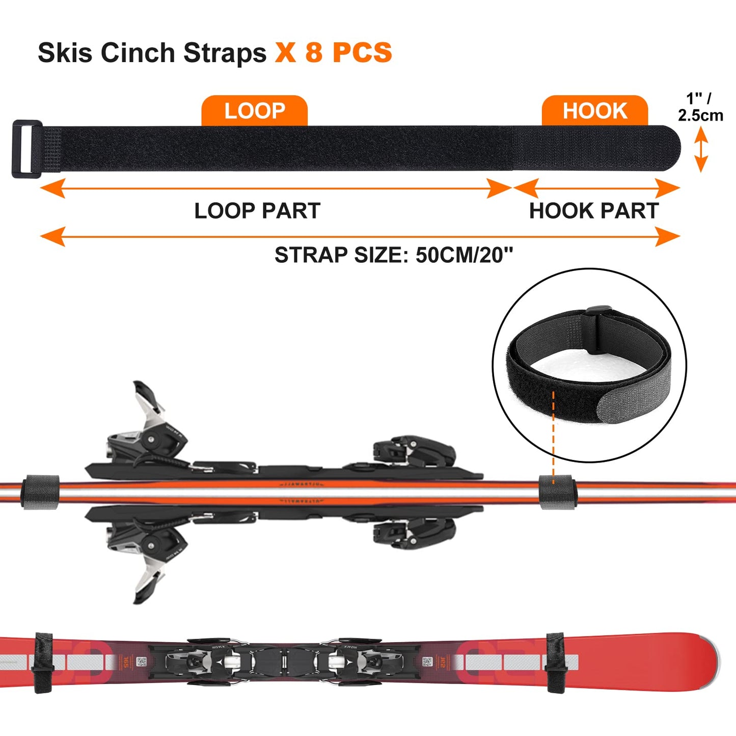 Odoland ski holder wall mount rack with 4 ski strap holders 2 pairs snowboard rack wall mount home and garage heavy duty storage hanger.