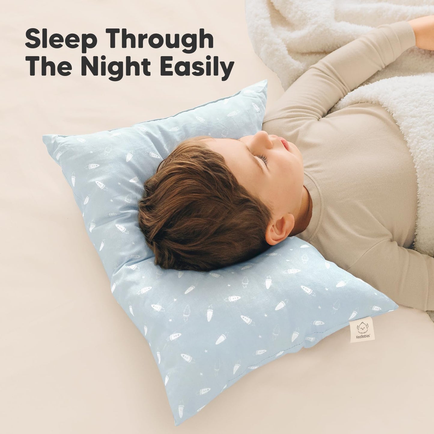 2-pack Toddler Pillow 33 x 45 cm - Soft Organic Cotton Pillow Kids - Toddler Head Pillow for Sleeping - Small Children's Pillow - Kids Pillow for Toddlers - Children's Pillow (Spacecrafts)