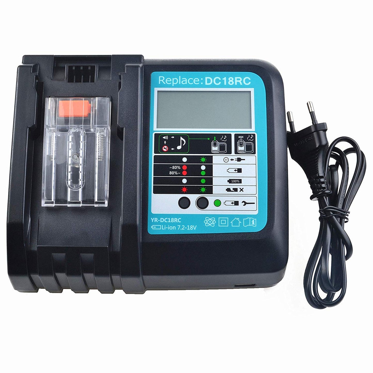 2X BL1850B 5000mAh battery replacement + charger 18V 5Ah for Makita charger DC18RC 3A. Compatible with Makita BL1850B BL1860B BL1830B, for Makita lawnmowers DLM431Z DLM380Z DUC353Z DHR171Z DHP482Z.