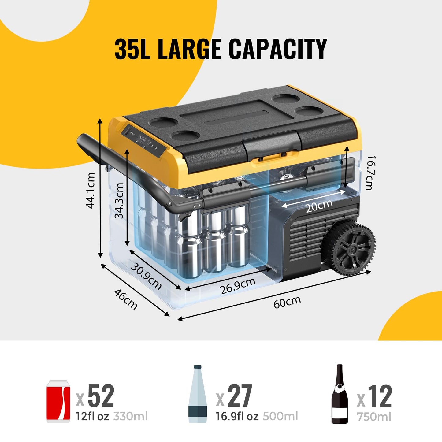 BougeRV 35L compressor cooler box (dual zone) 12/24V 230V with portable power station 173Wh (10hr runtime extension) power supply for car refrigerator