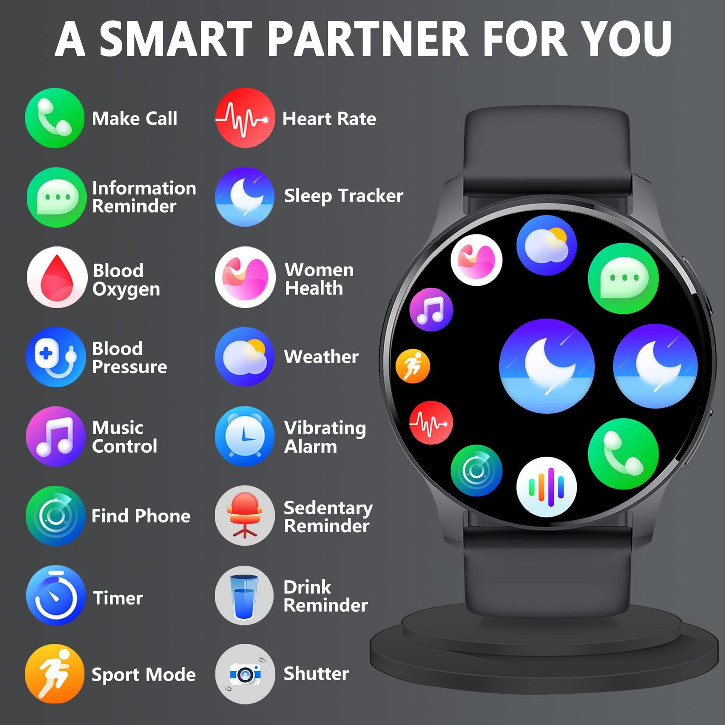 Erkwei Smartwatch for Women with Phone Function 1.32" HD Touch Screen Pedometer Women's Watch Personalized Display Heart Rate SpO2 Sleep Monitor, Fitness Tracker for iOS and Android