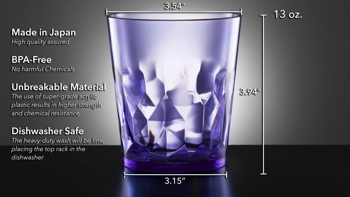 SCANDINOVIA - 400ml Unbreakable Premium Drinking Glasses - Set of 6 - Tritan Plastic Tumbler - BPA Free - Dishwasher Safe - Stackable