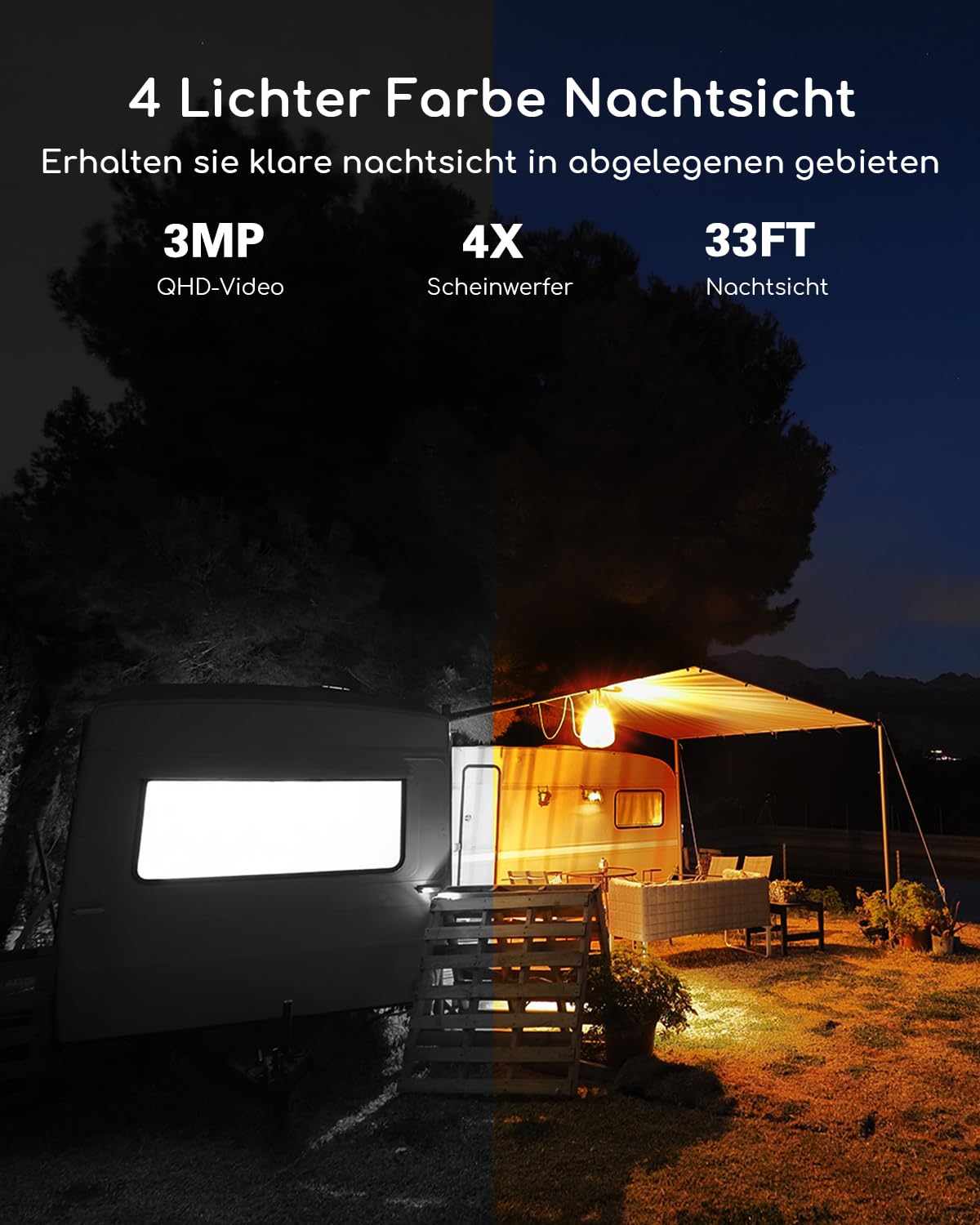 COOAU 4G LTE outdoor surveillance camera with SIM card+64GB card storage+Solar panel, LTE surveillance camera, 2K wireless solar outdoor camera with color night vision, PIR person detection, IP66.