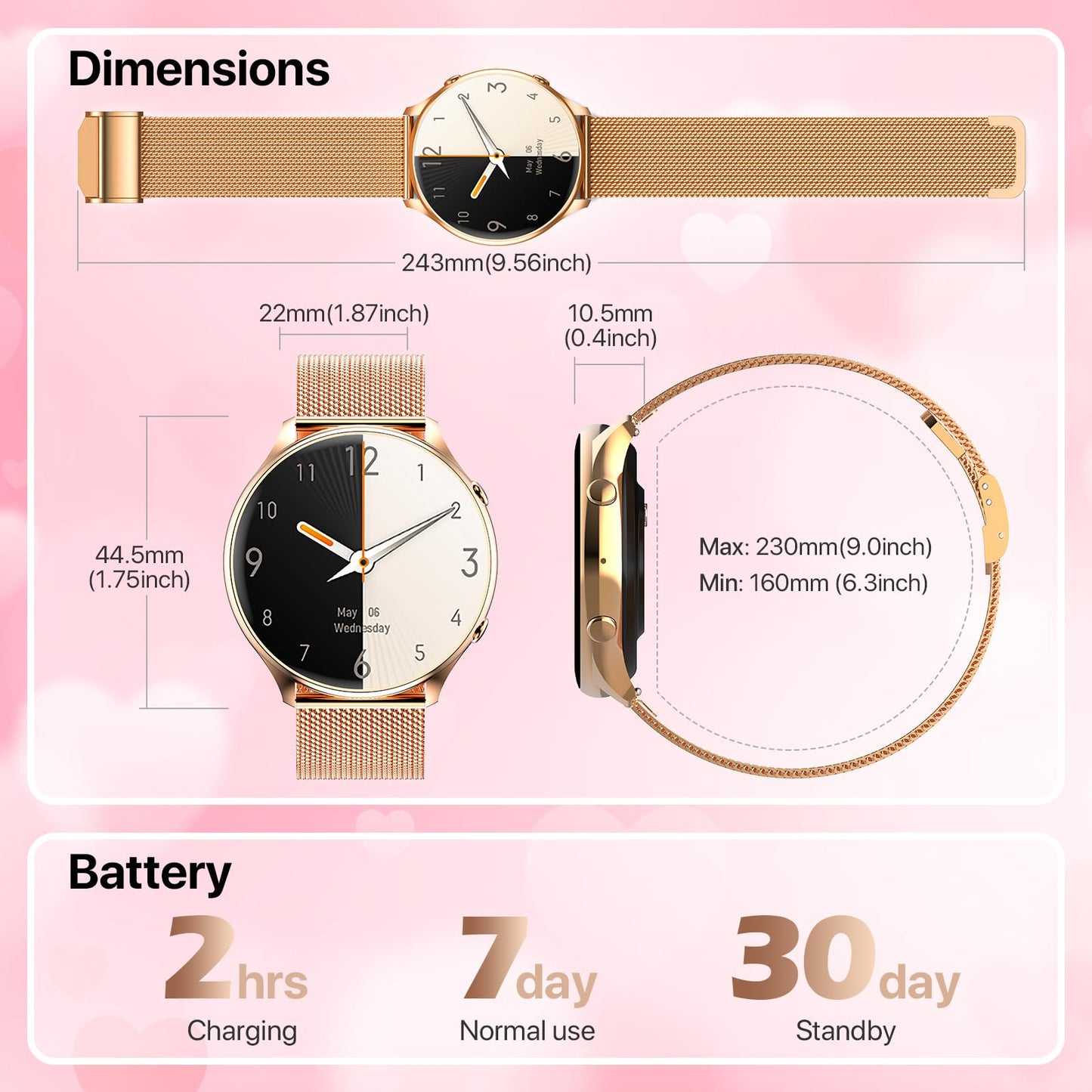 Nendefin Smartwatch Women, 1.39 inch round watch with phone function and Whatsapp voice assistant. Fitness tracker with activity tracker, 100+ sport modes. Women's fitness watch for Android iOS.
