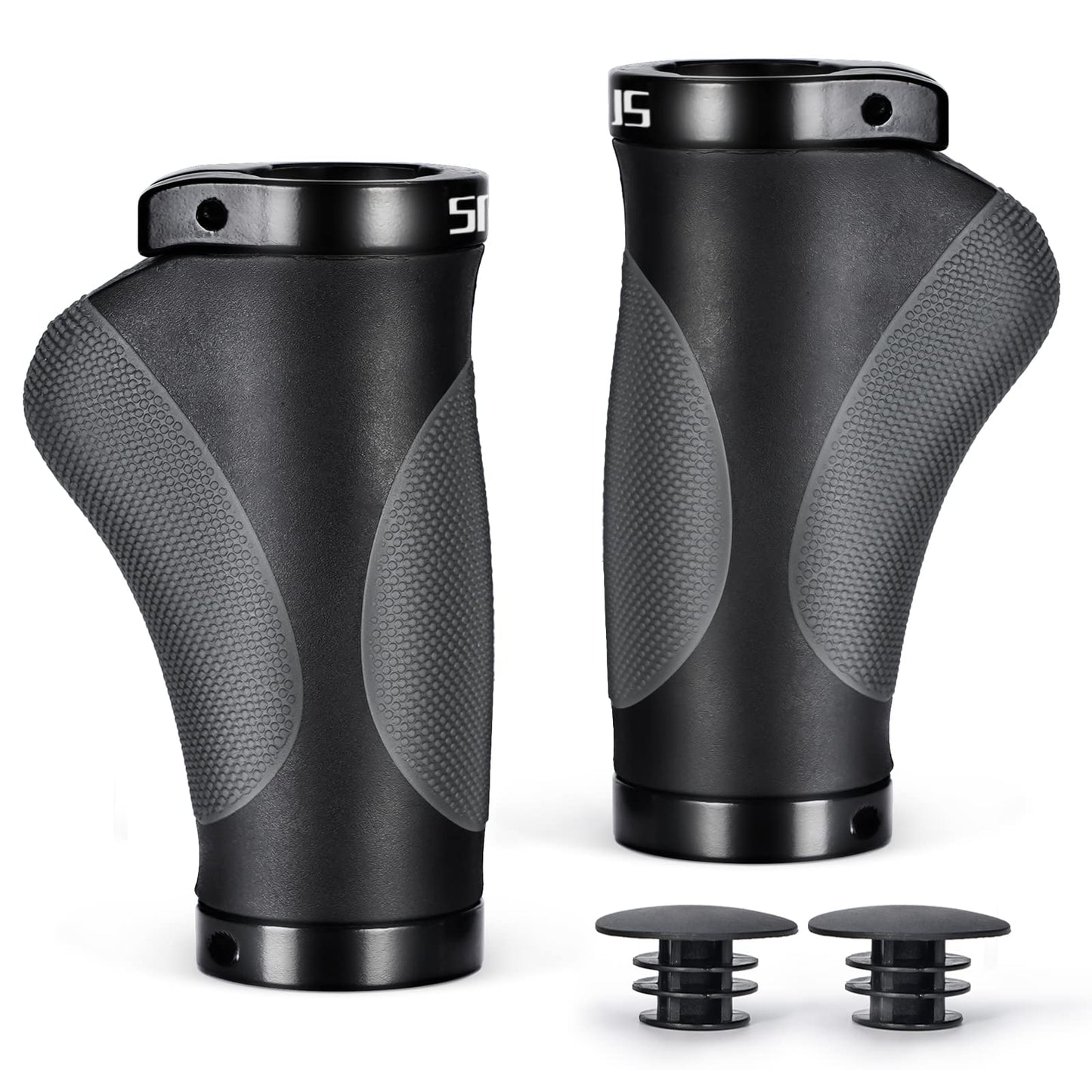 PRUNUS Bike Grips Ergonomic Short, Bike Grips Twist Shift, 22mm Bike Grips/Handlebar Grips with Double Lock-On Design, Handlebar Grips for MTB, Road Bike, BMX, Scooter, etc.