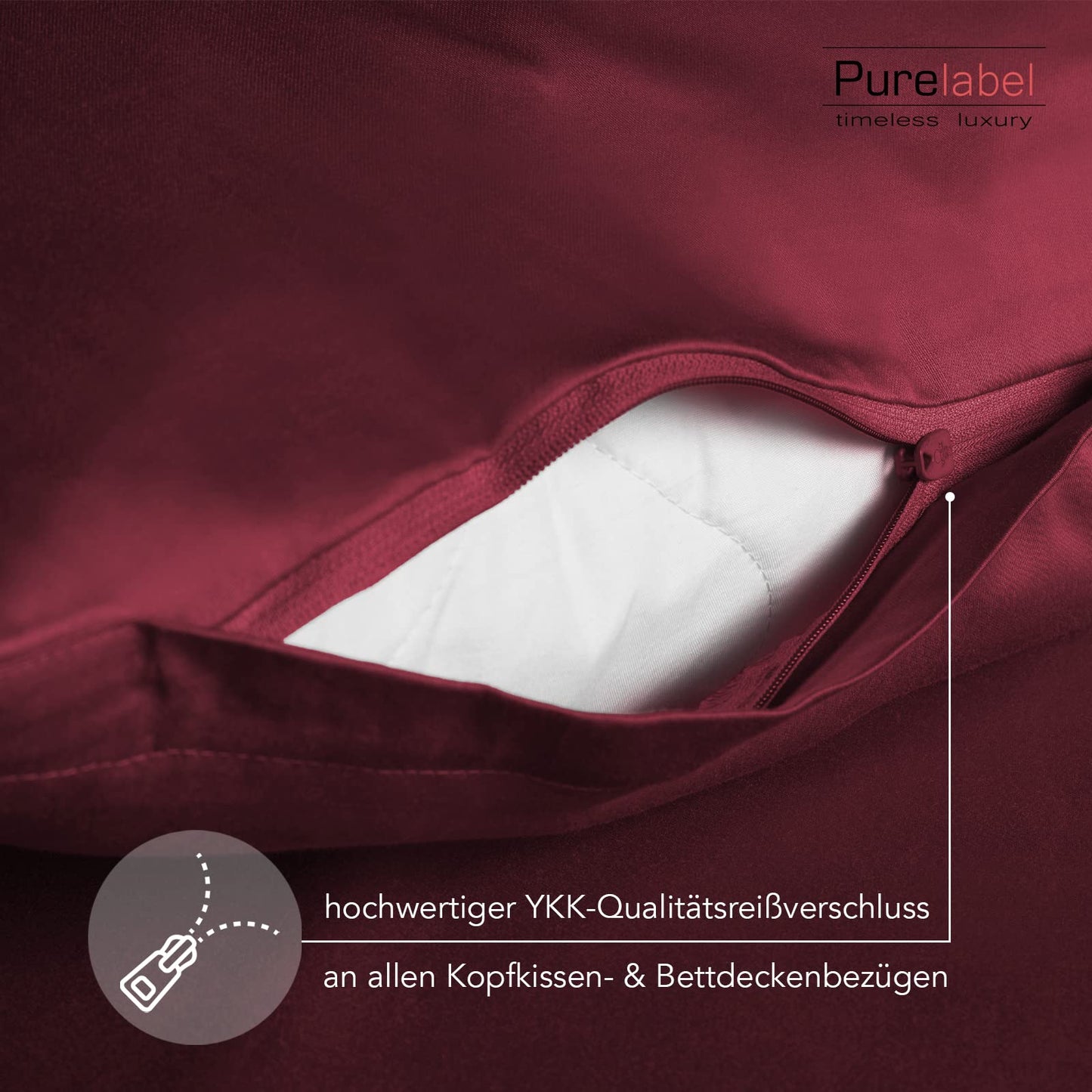 Pure Label 2-piece set of Mako satin pillowcases 40x80 cm made of 100% cotton in red - wonderfully soft pillowcases to match our bedding sets.