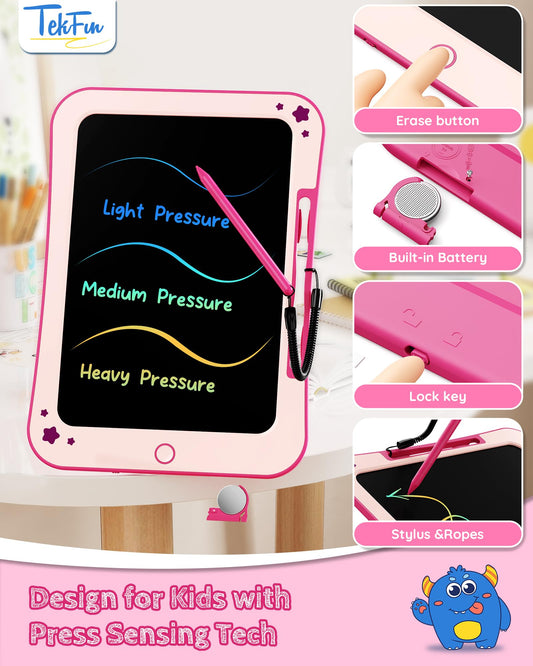 TEKFUN Kids Toy for 3 4 5 6 Year Old Boys Girls Gifts, 10 Inch LCD Writing Tablet Children Drawing Board, Educational Travel Toy Boy Girl Birthday Age 3-8 (Pink)