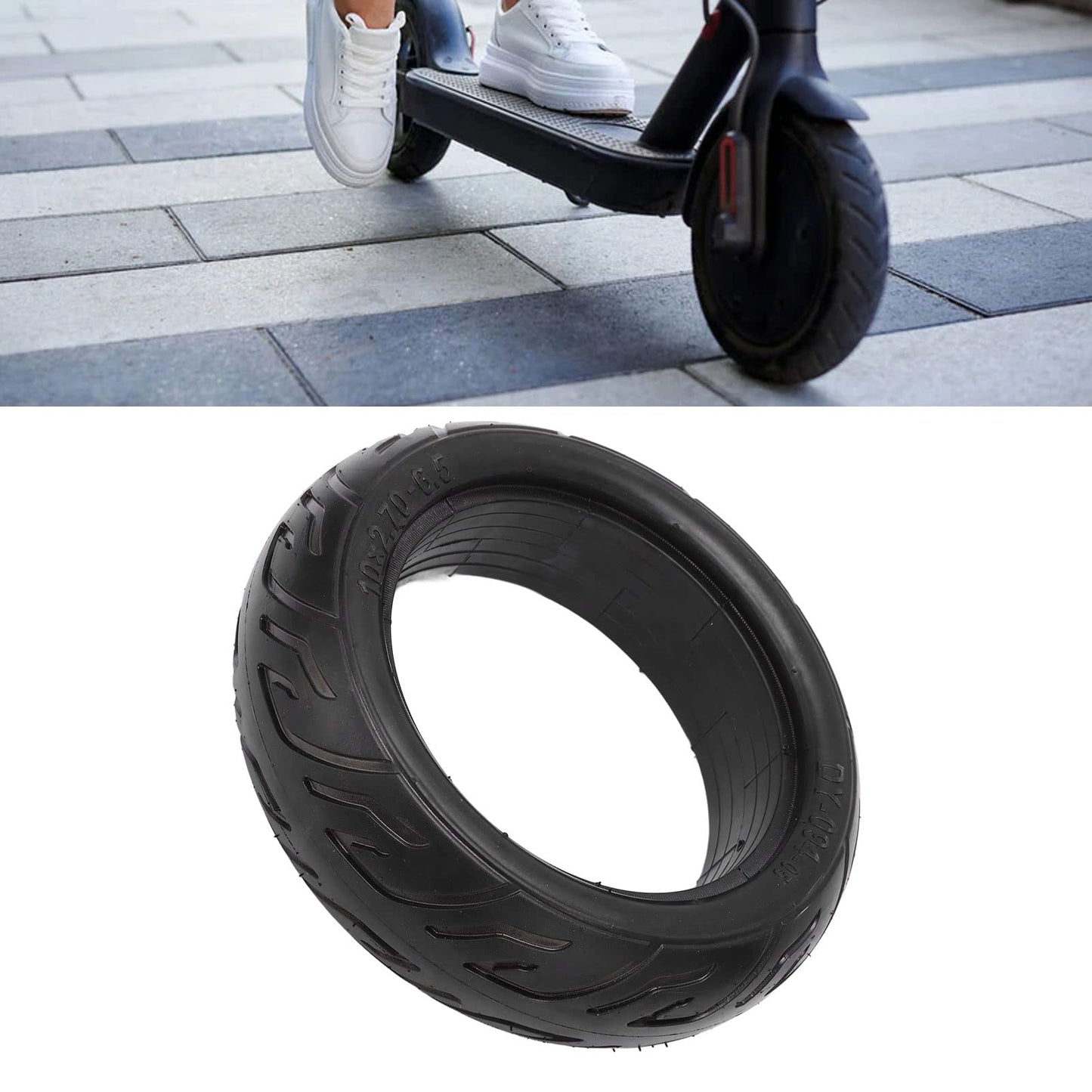 SUNGOOYUE 10x2.70-6.5 Solid Rubber Tire for Electric Scooter, Off-road Racing, Explosion-proof Scooter, Essential Tire Replacement.