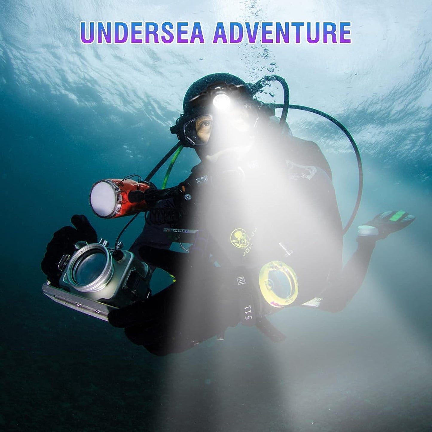 100000 lumens diving headlamp scuba diving headlamp, super bright IPX8 waterproof diving swimming submarine headlamp, 3 lighting modes underwater safety light with battery