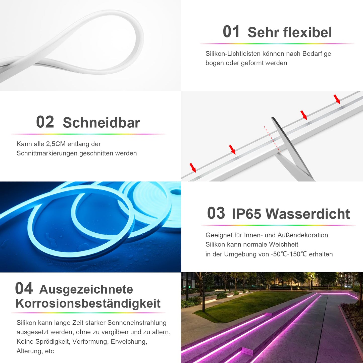 AIMENGTE WiFi Neon Led Strip, 1M 12V IP65 Waterproof Silicone LED Strip, with Alexa, Remote Control, App Control, Music Sync, Voice Control, Timer for DIY, TV.