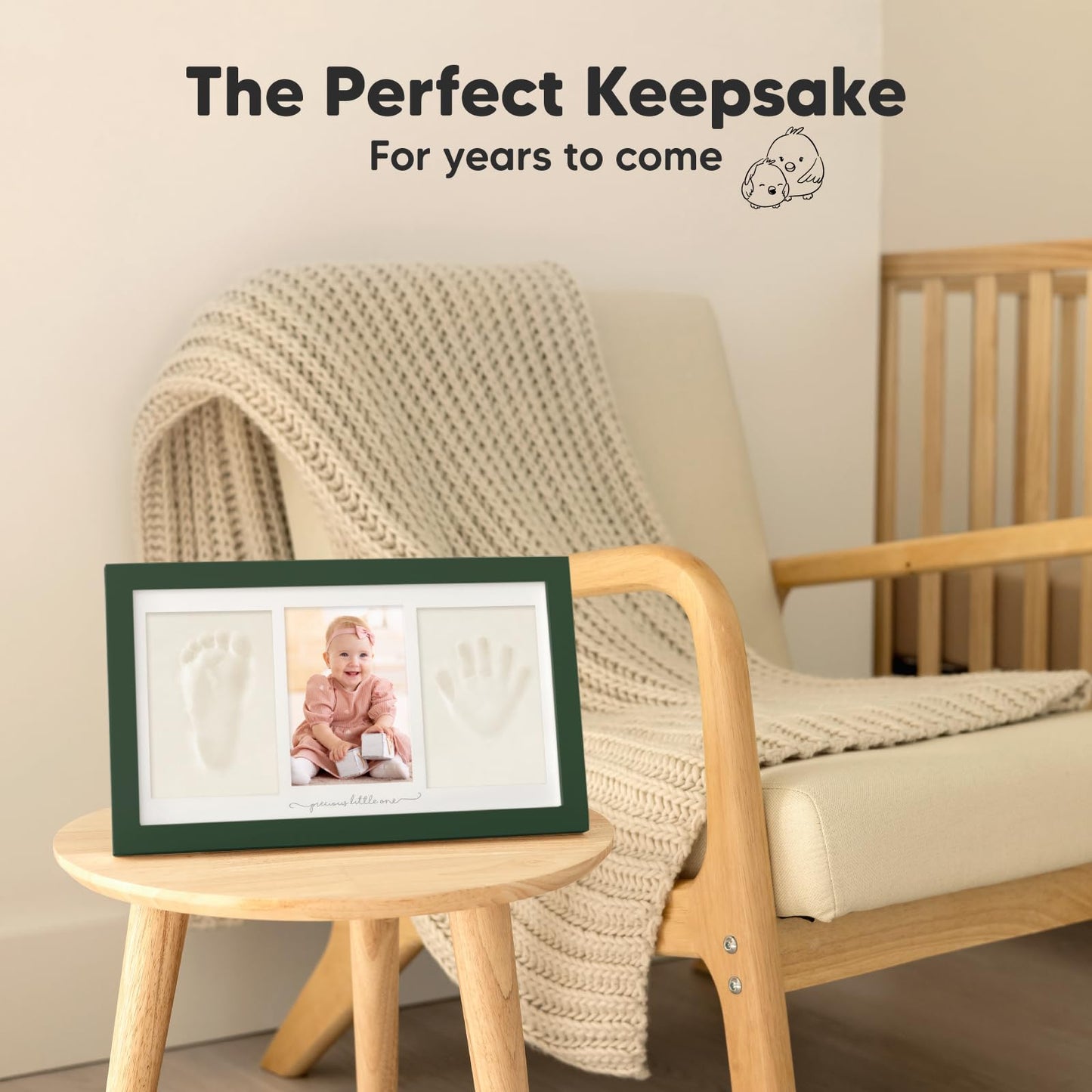 Baby handprint and footprint set - Baby hand and foot plaster cast for newborns - Baby handprint photo frame - Baby footprint plaster cast set - Baby shower footprint kit (Hunter Green)