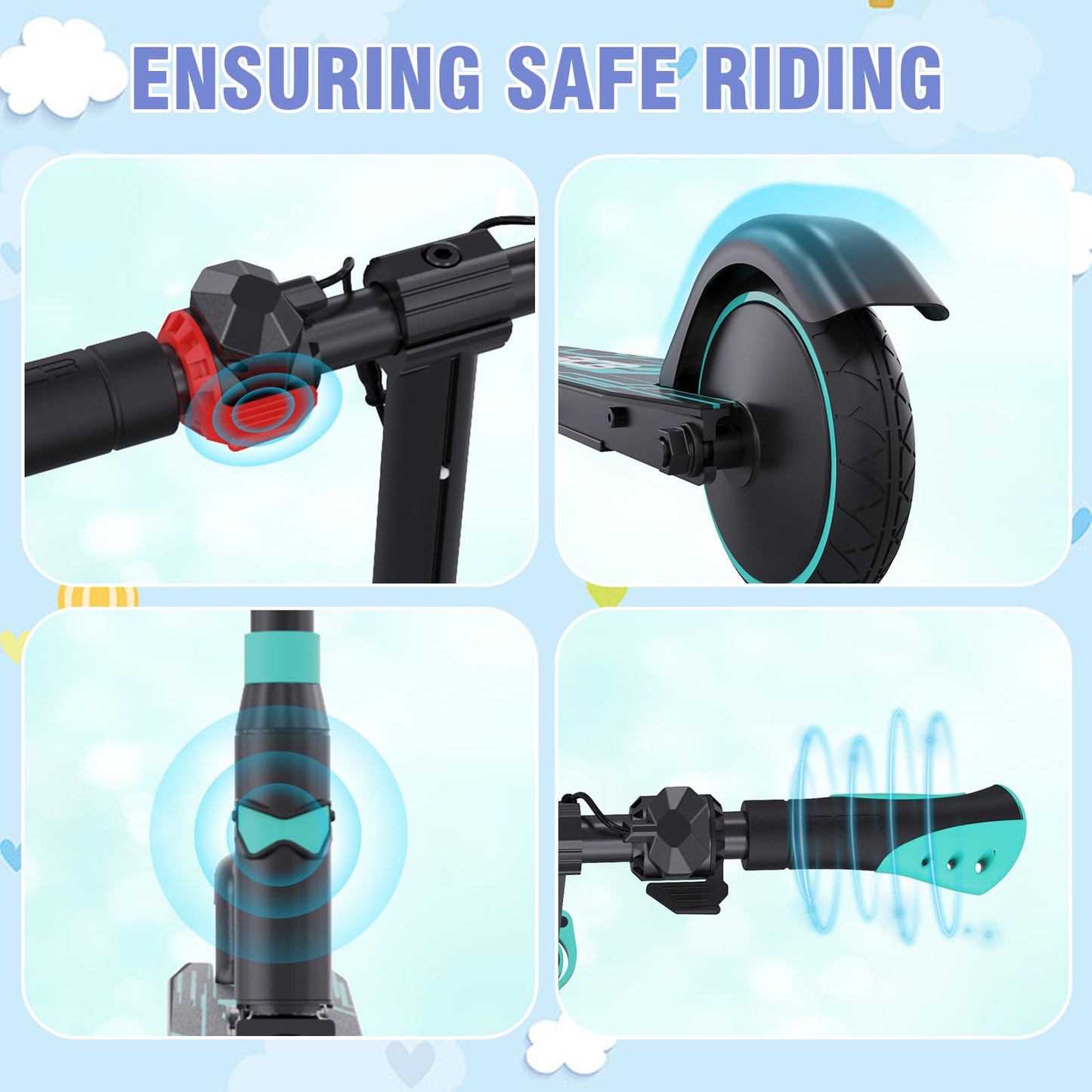 RCB R15 E-Scooter Children (8-12-16 years) - up to 20 km/h, Max. Range 16 km, Electric scooter foldable for children, Gift for children and teenagers.