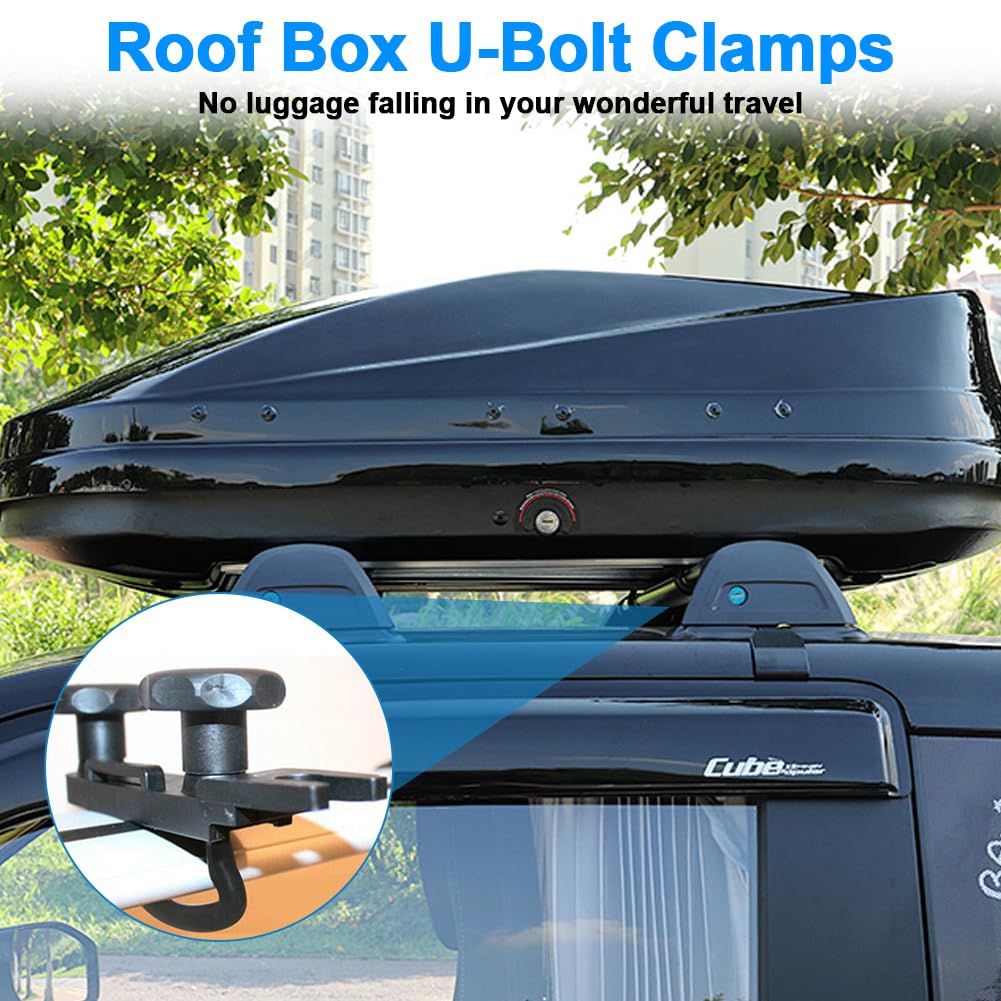 Abnaok 4 Piece Universal Roof Box Mounting U-Bolts, Roof Box Holder Mounting, Stainless Steel U-Bolt Installation Accessories