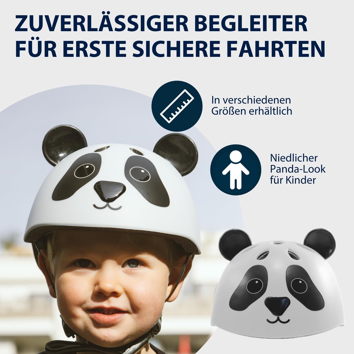 HUDORA Unisex Children's Helmet Pandy, Size 48-52, Helmet, White-Black, 48-52 cm