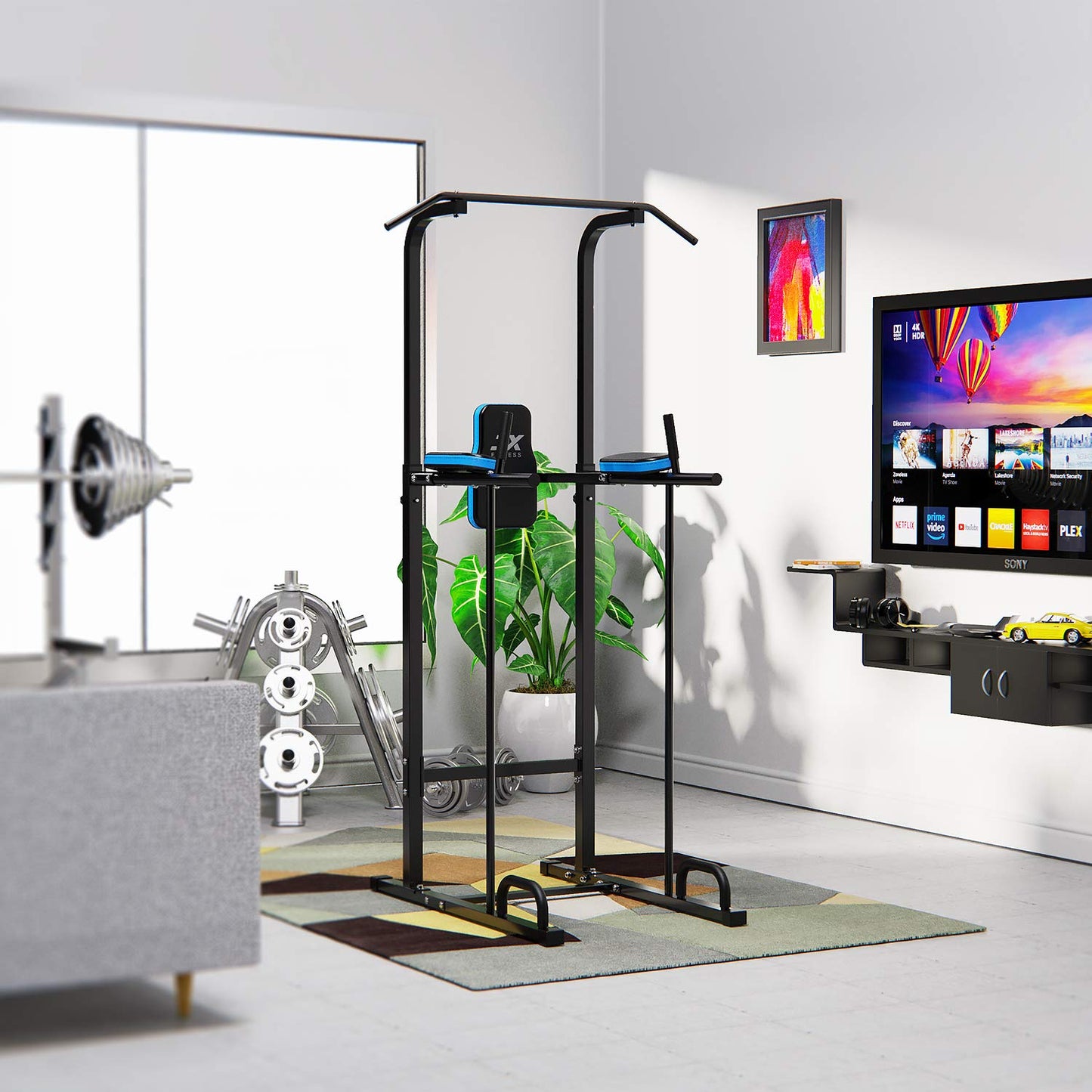 JX FITNESS Power Tower Multifunctional Dip Station Fitness Training Equipment for Pull-up Bar, Push-ups, Abdominal Training