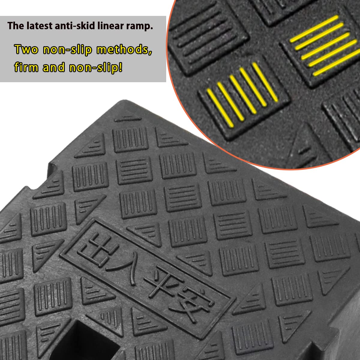 Curb ramps, portable lightweight ramps, threshold ramps, for driveways, sidewalks, car, scooter, 1 piece with 1 expansion bolt (black, 26.9 x 24.9 x 7 cm, 1 piece)
